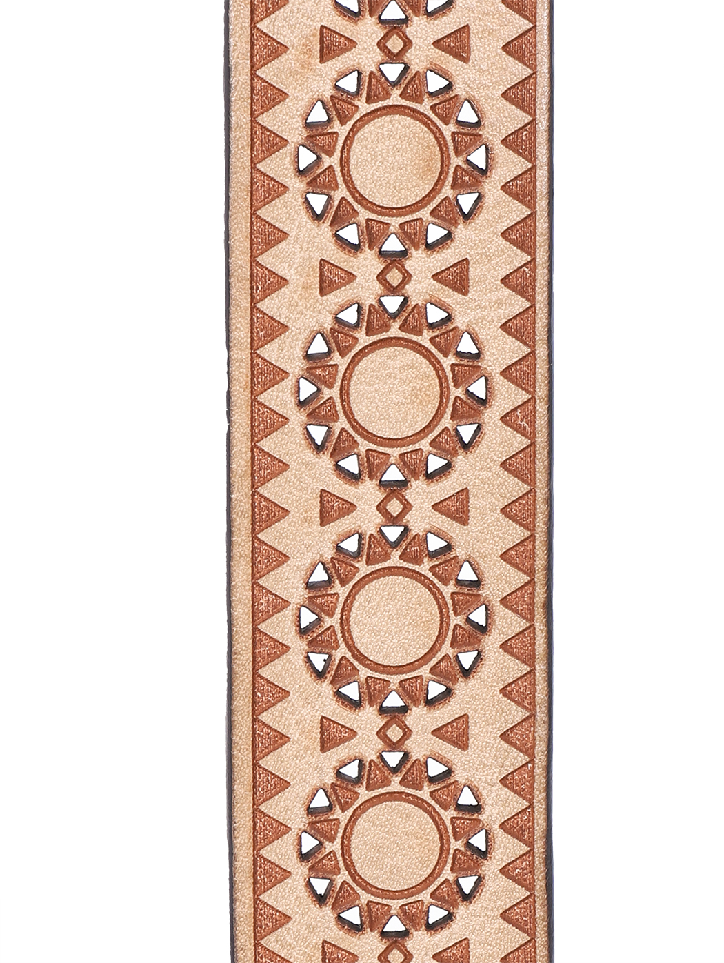 Perforated Circle Motif Leather Belt Sand Beige