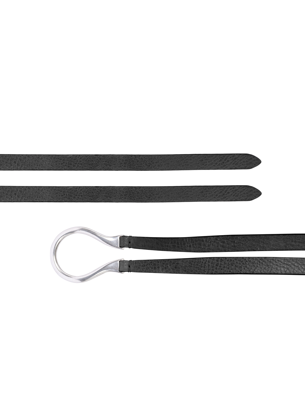 Skinny Double Strap Leather Omega Belt Ink
