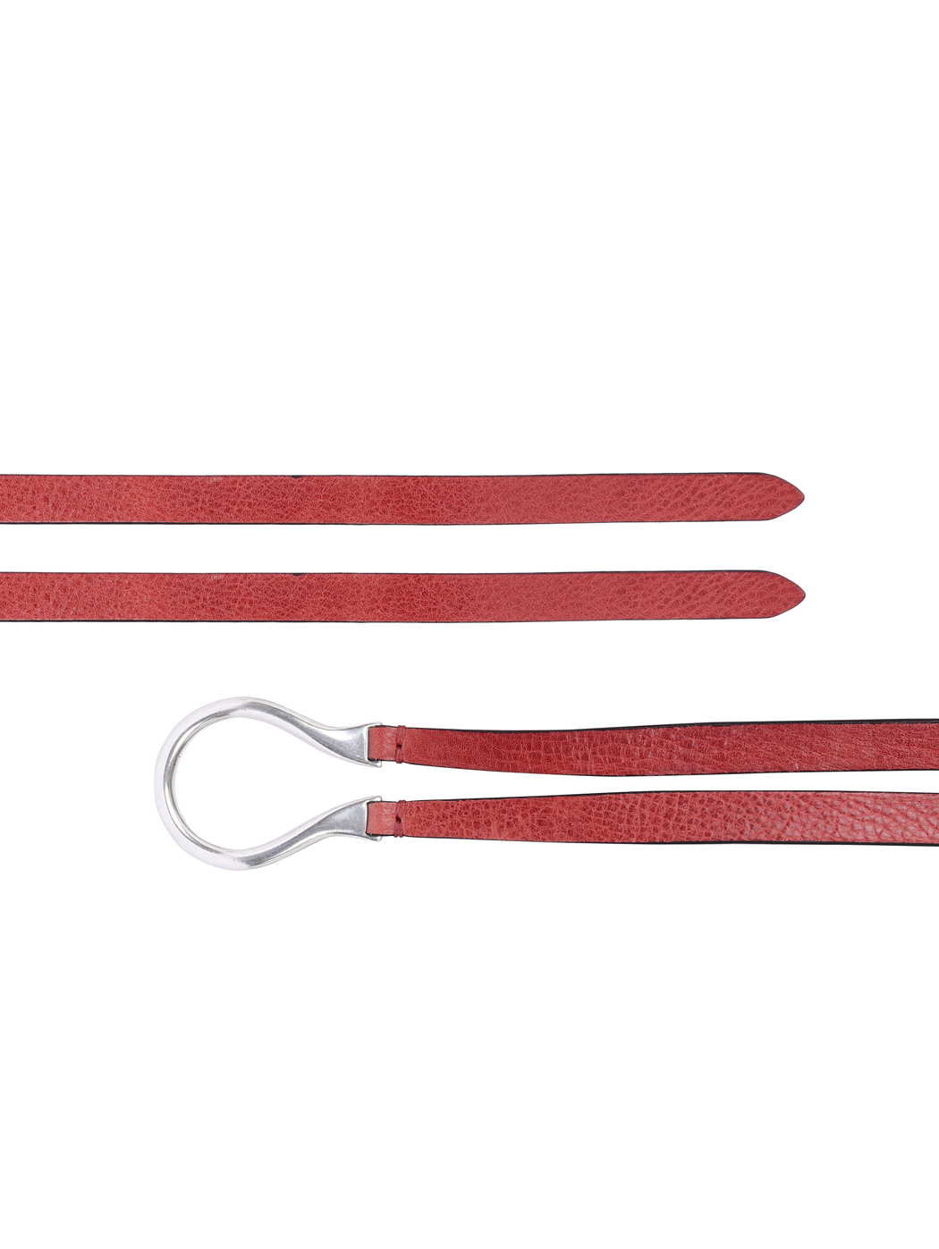 Skinny Double Strap Leather Omega Belt Strawberry