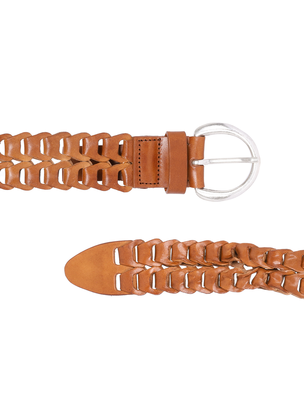 Italian Milled Leather Double Link Belt Brown