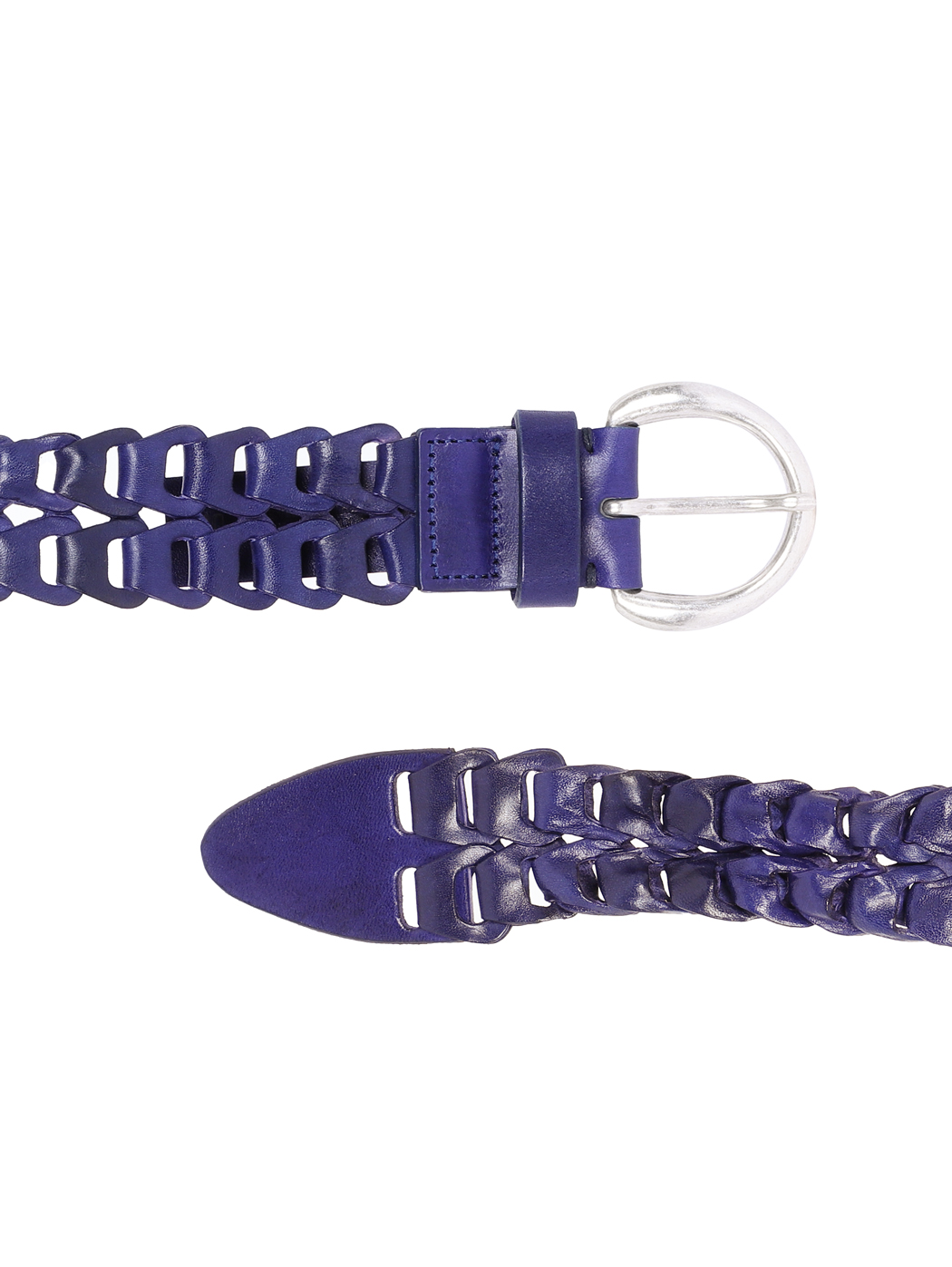 Italian Milled Leather Double Link Belt Blue