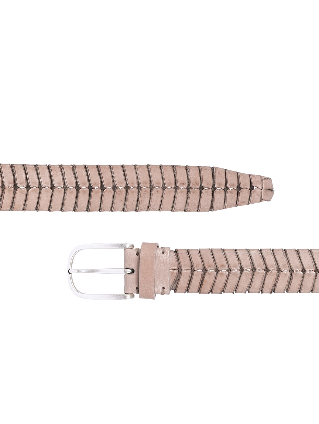 Leather Fishtail Belt Brass Buckle 35mm Clay