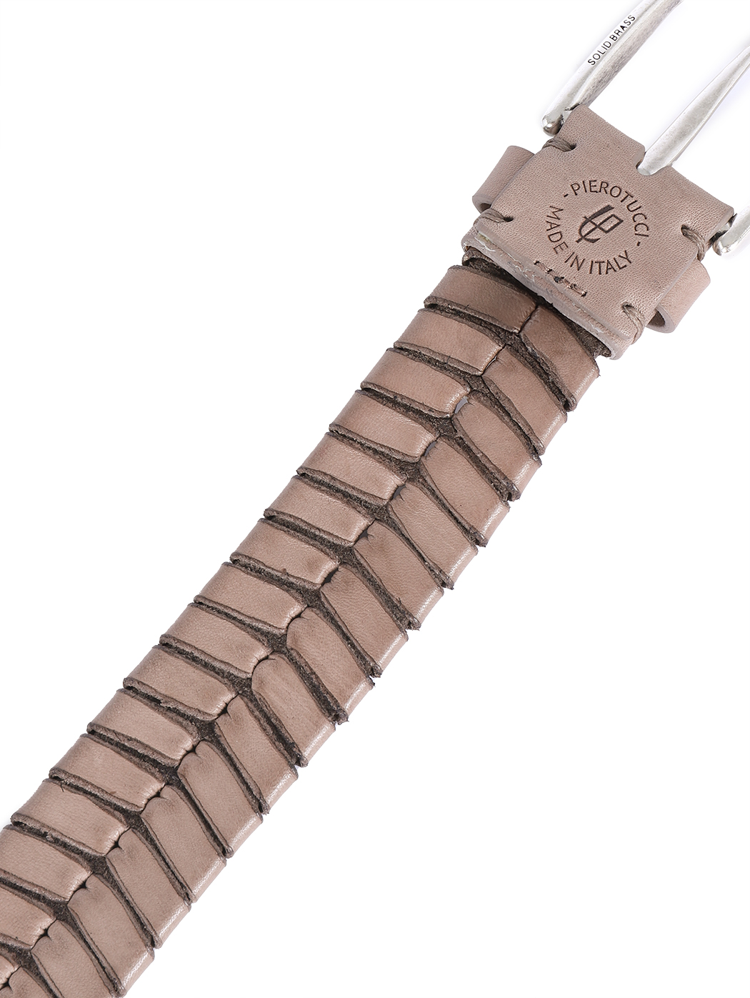 Leather Fishtail Belt Brass Buckle 35mm Clay