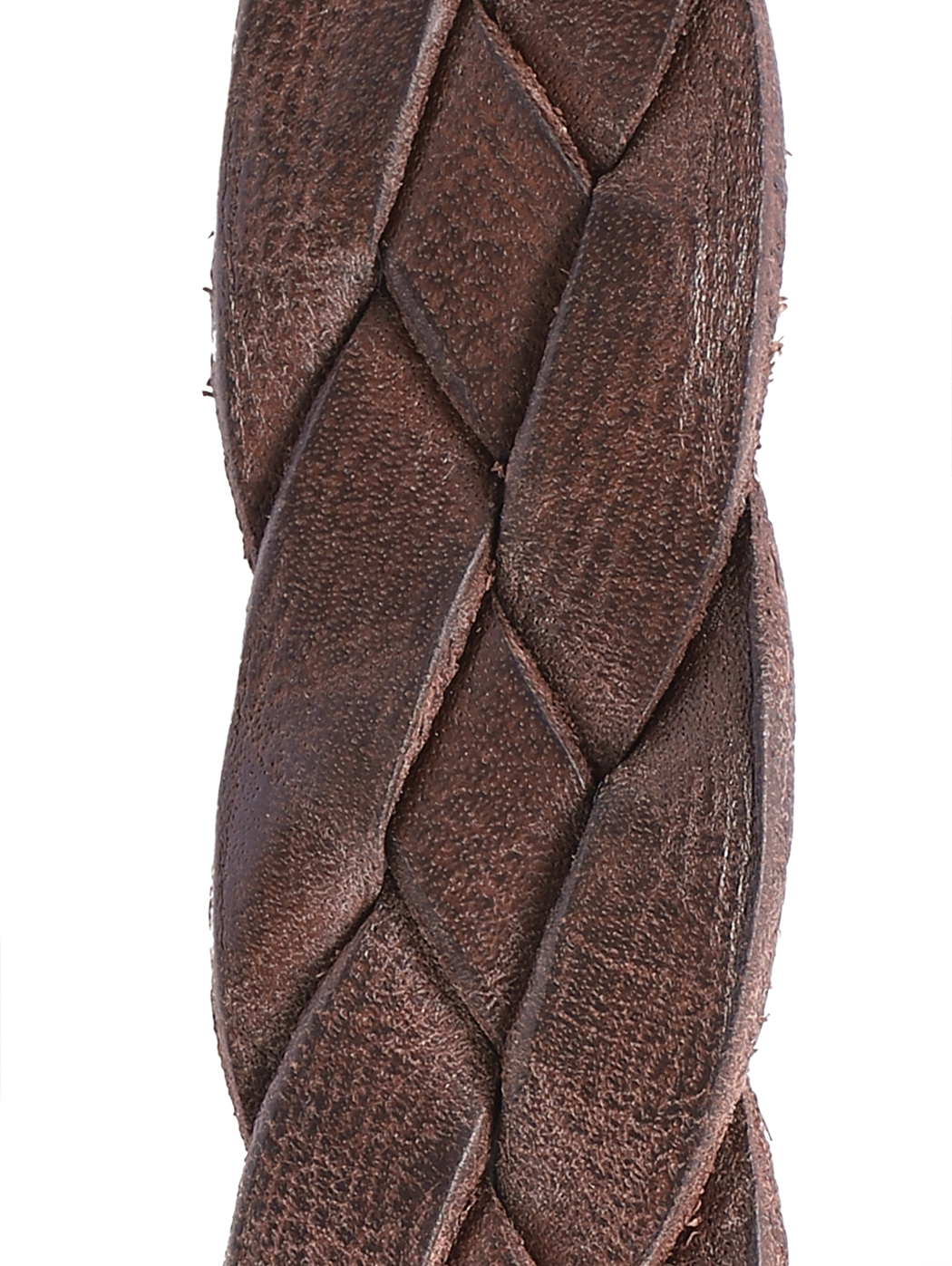 Braided Leather Belt Brass Buckle 30mm Dark Brown