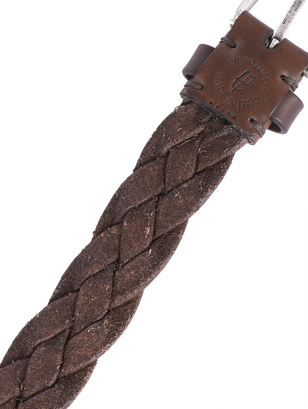 Braided Leather Belt Brass Buckle 30mm Dark Brown