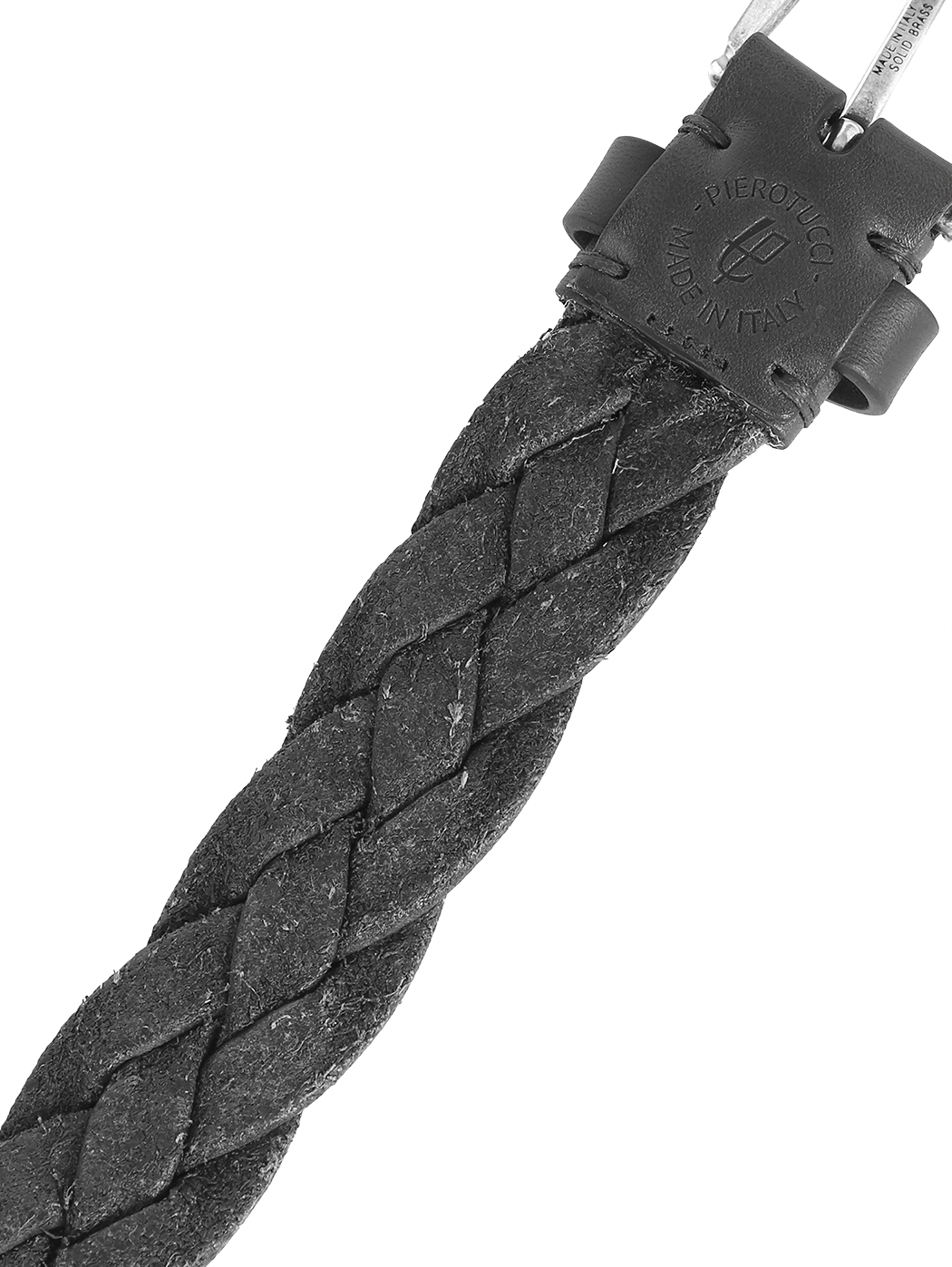 Braided Leather Belt Brass Buckle 30mm Black
