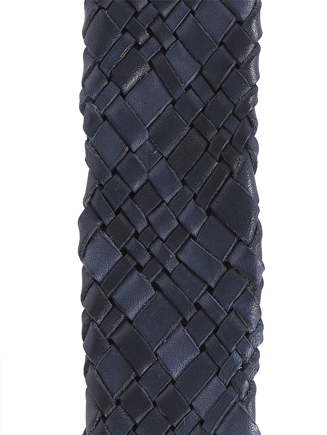 Woven Leather Belt Brass Buckle 35mm Blue