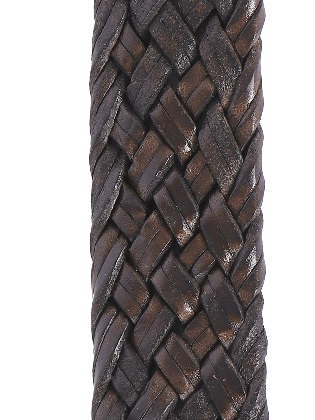 Woven Leather Belt Brass Buckle 35mm Caffè