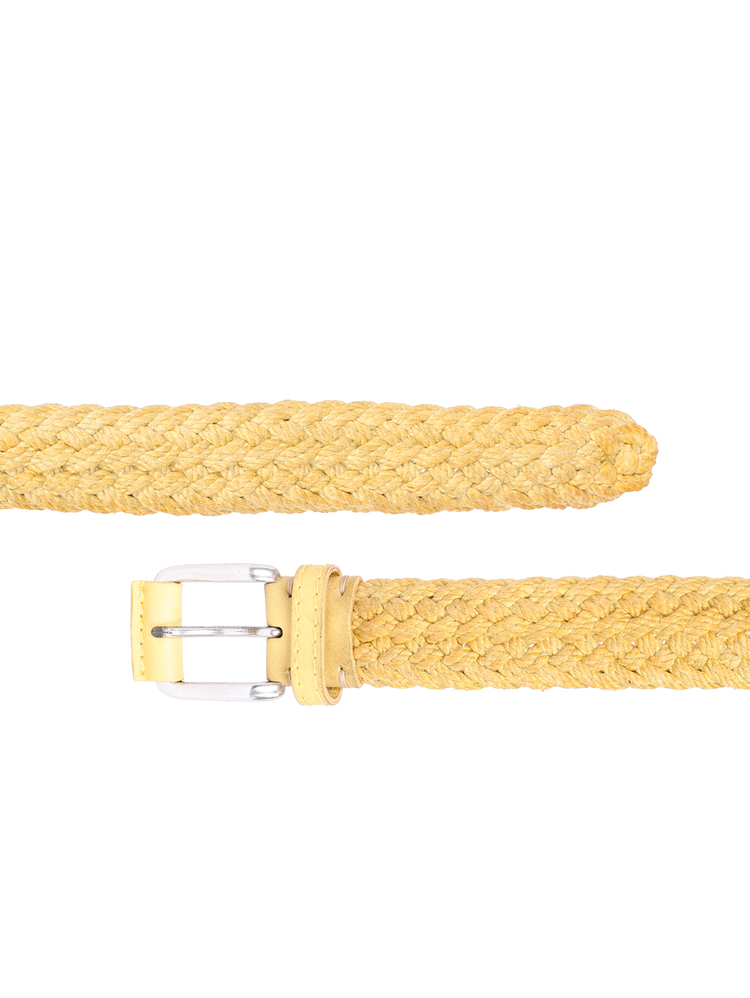 Woven Corded Leather Belt Pale Yellow