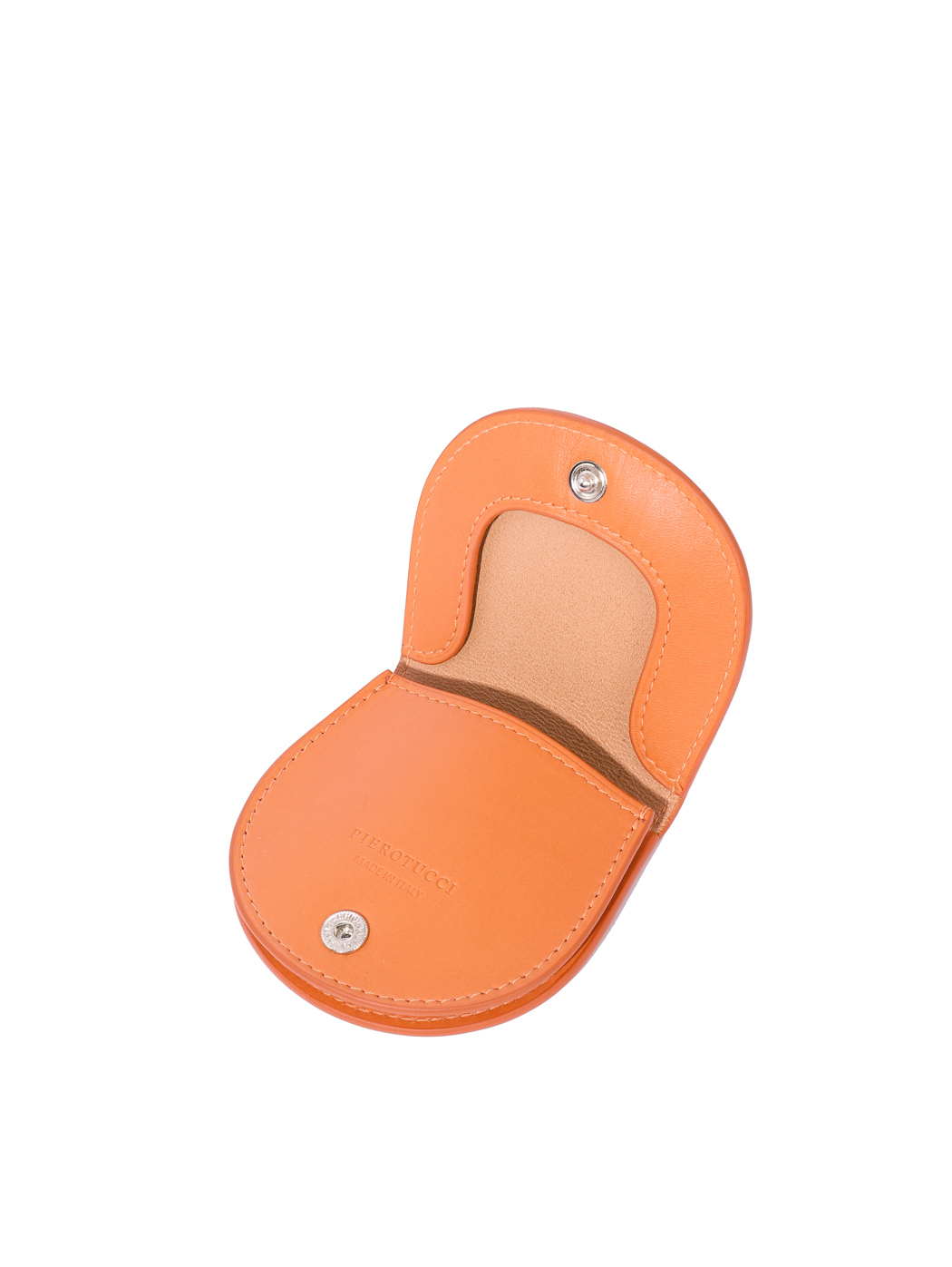 Flap Over Snap Coin Pouch Baranil Leather Orange