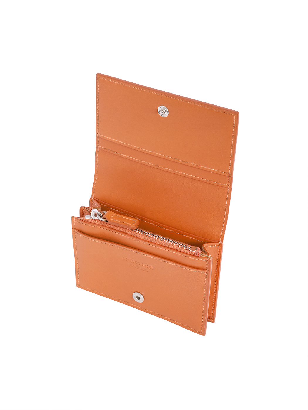 Bifold Card Coin Case Baranil Italian Leather Orange