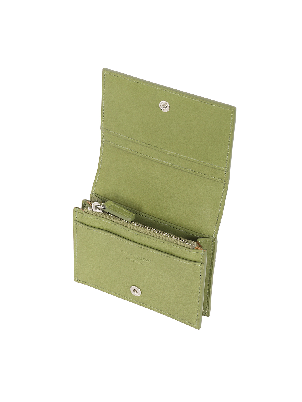 Bifold Card Coin Case Baranil Italian Leather Pistachio