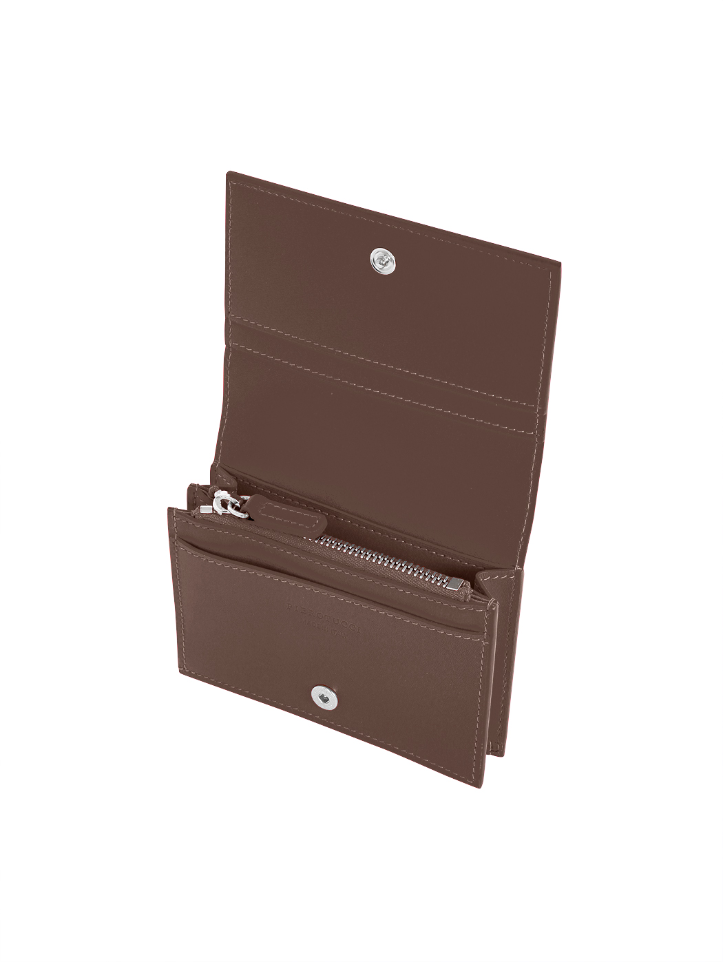 Bifold Card Coin Case Baranil Italian Leather Brown