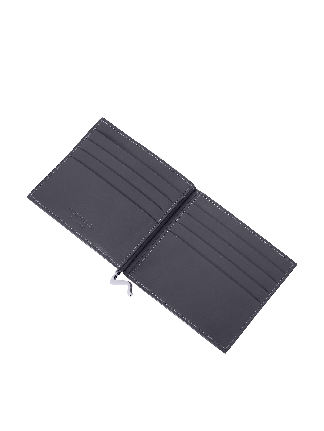 Slim Bifold Money Clip Wallet Baranil Leather Blue