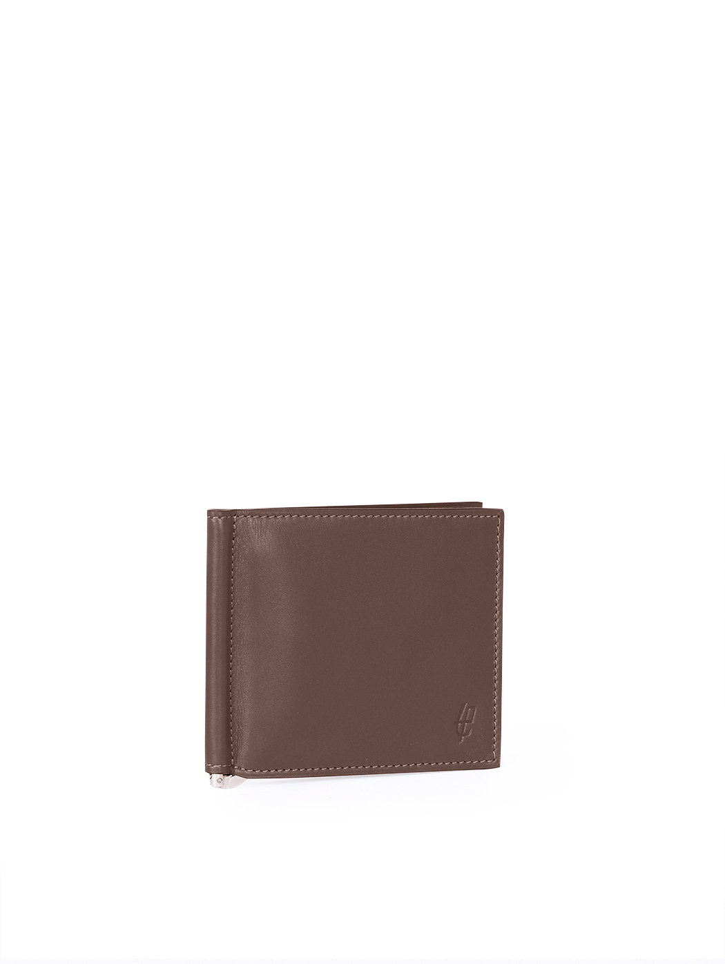 Slim Bifold Money Clip Wallet Baranil Leather Brown