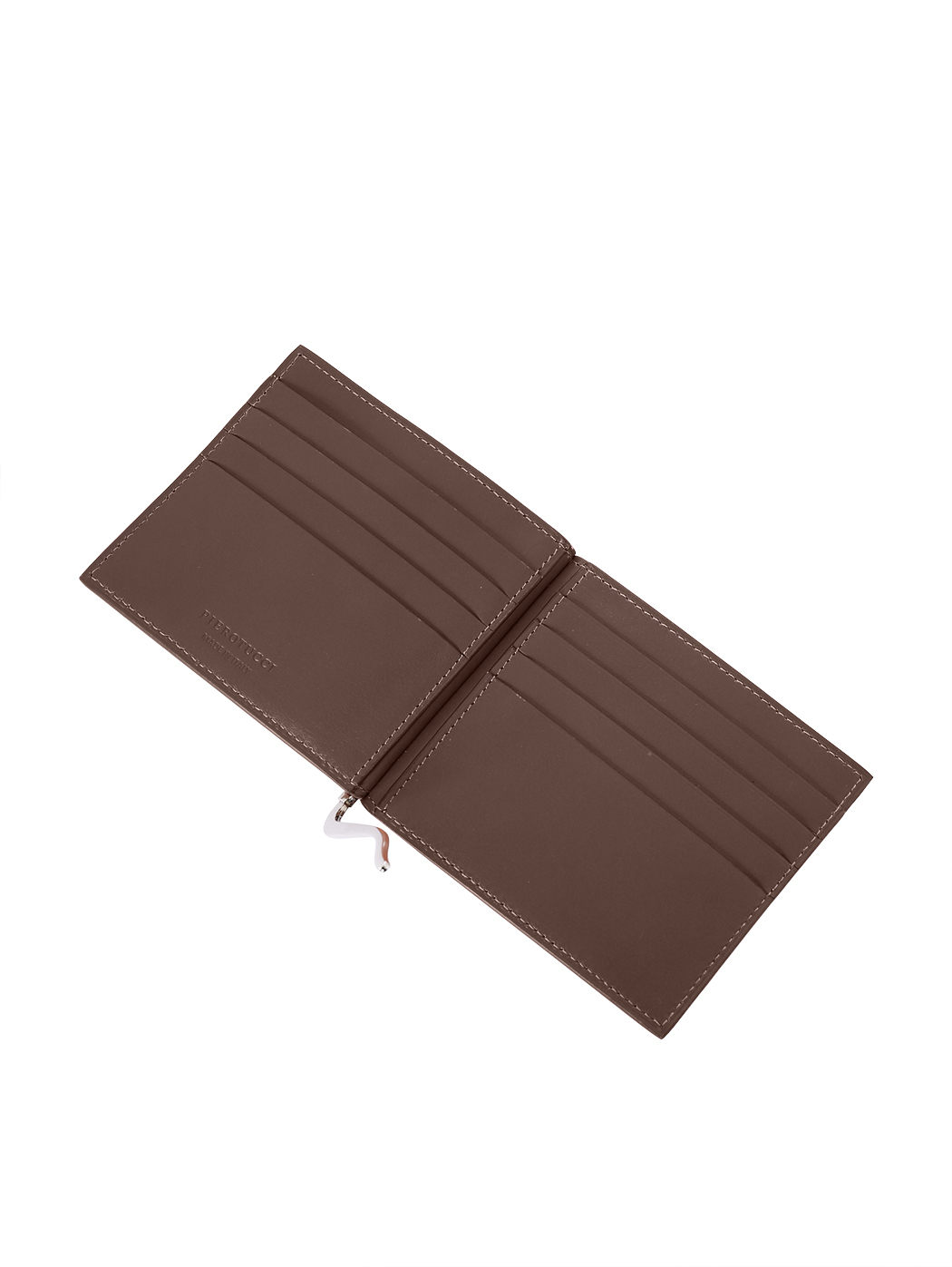 Slim Bifold Money Clip Wallet Baranil Leather Brown