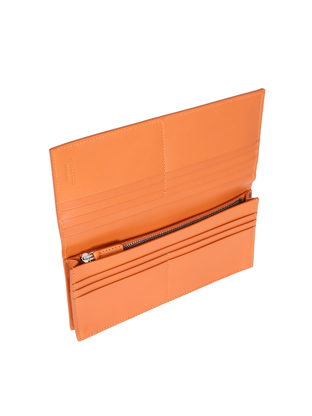 Long Bifold Baranil Leather Wallet Orange