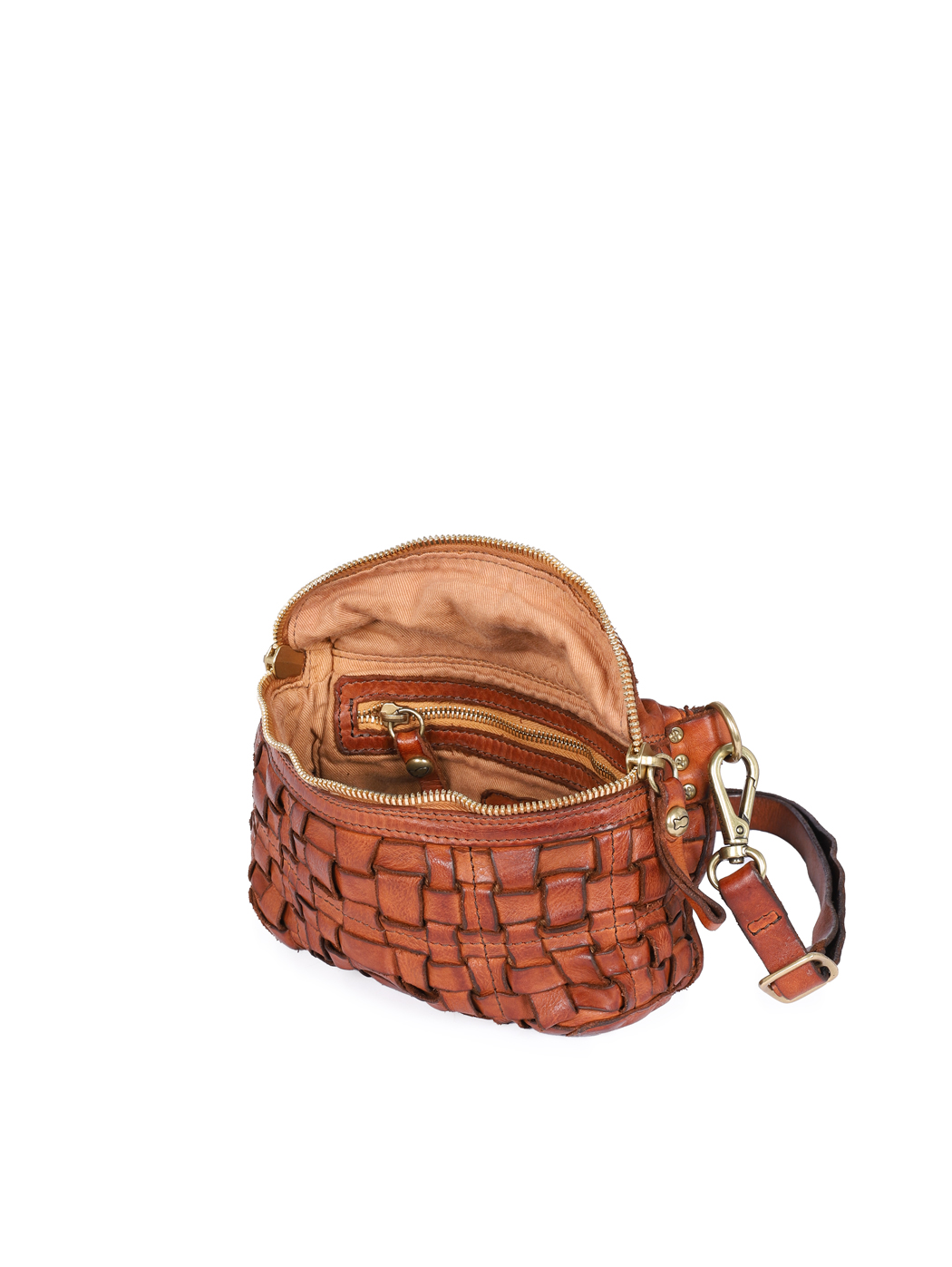 Belt Bag EDERA Woven Cowhide Leather Cognac
