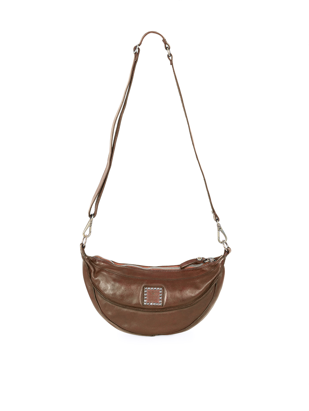 Crescent Crossbody Cowhide Leather Bag Dark Brown