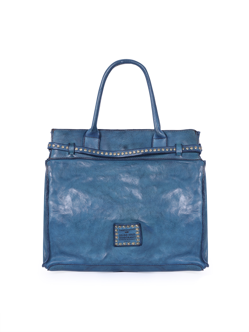  Midi Belted Top Handle Cowhide Satchel Sapphire