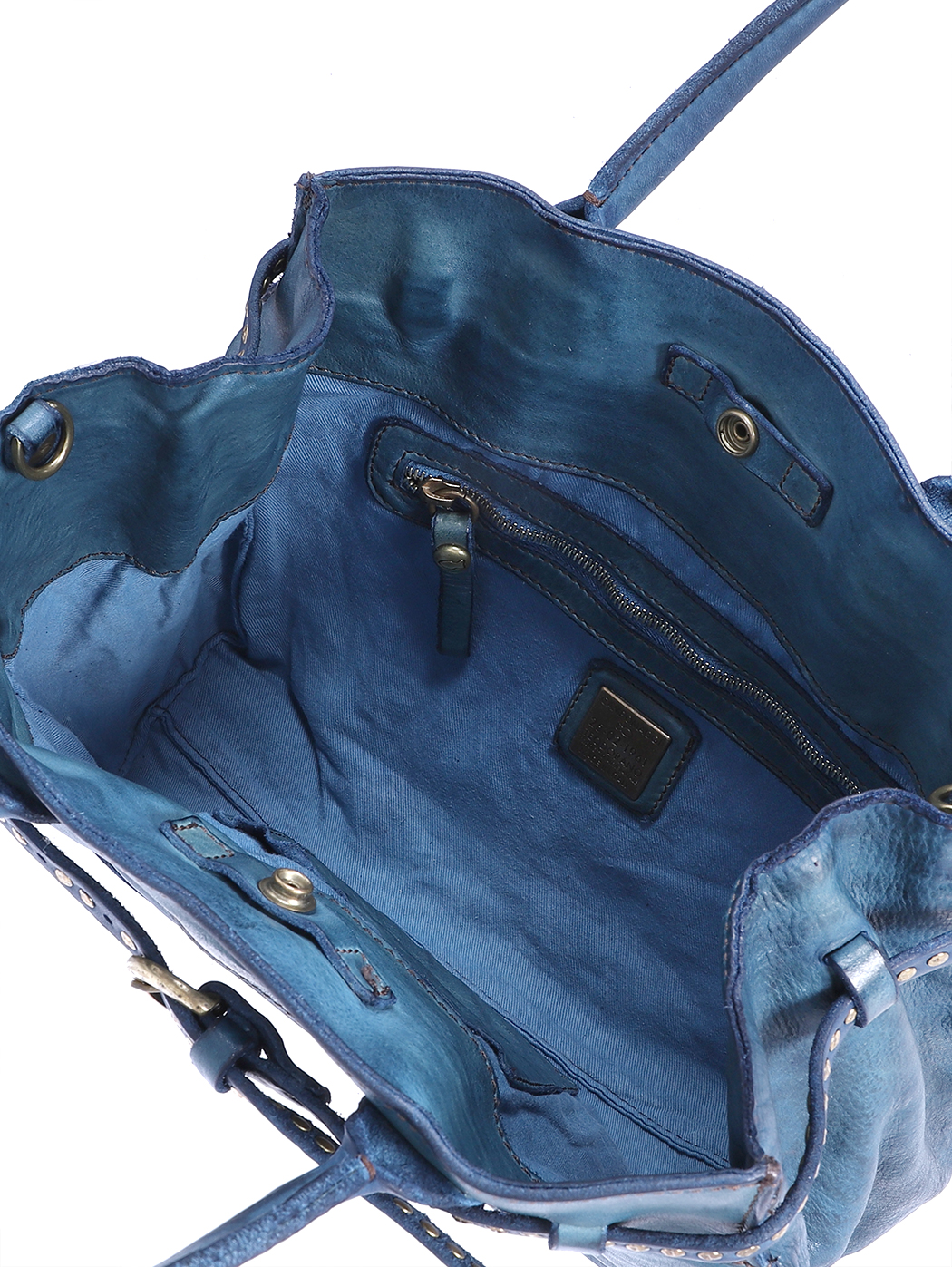  Midi Belted Top Handle Cowhide Satchel Sapphire
