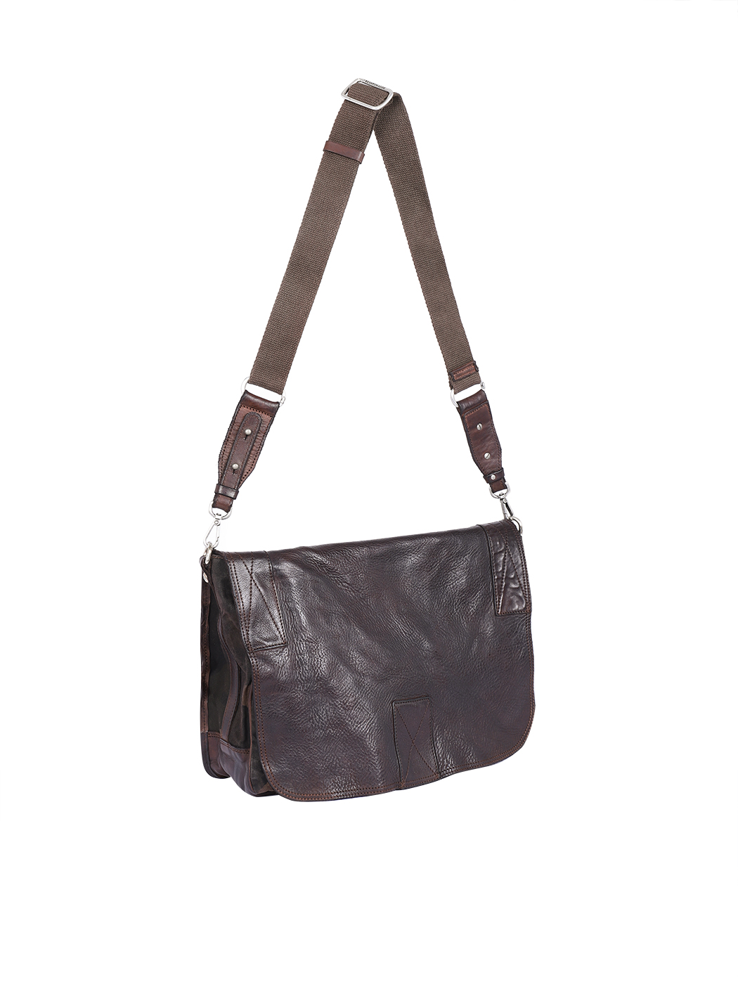 Camouflage Canvas Leather Messenger Dark Brown
