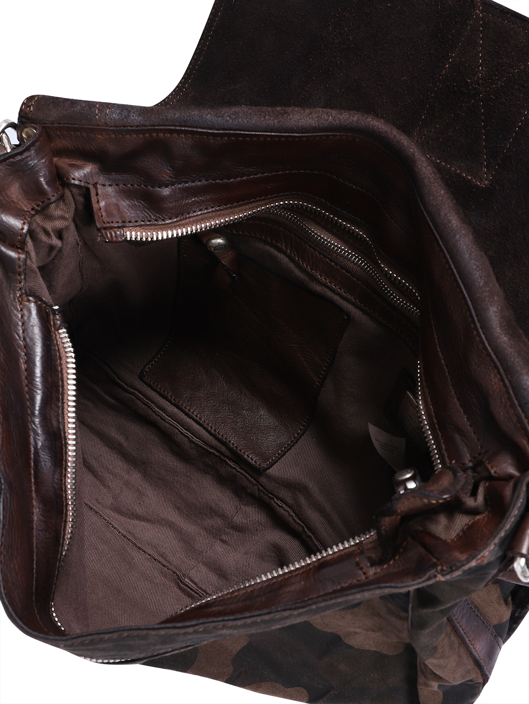 Camouflage Canvas Leather Messenger Dark Brown