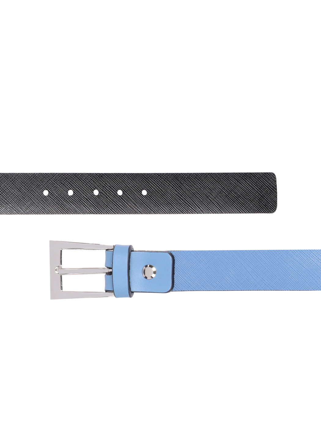 Reversible Saffiano Leather Cut-to-Size Belt Light blue/Black