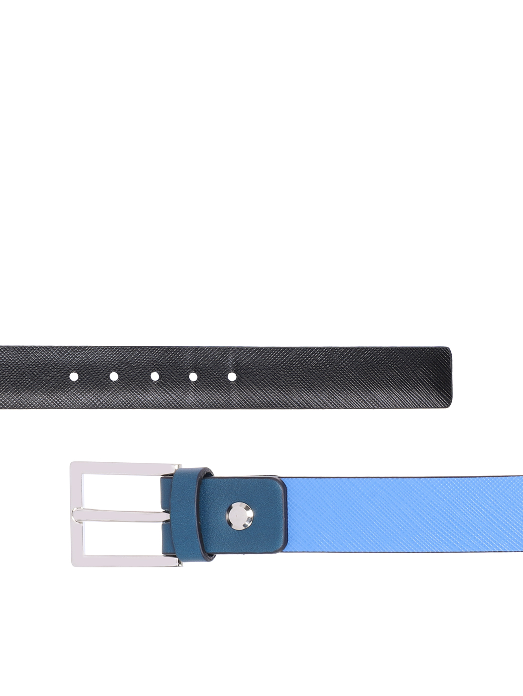 Reversible Saffiano Leather Cut-to-Size Belt 25mm Sky Blue/Black