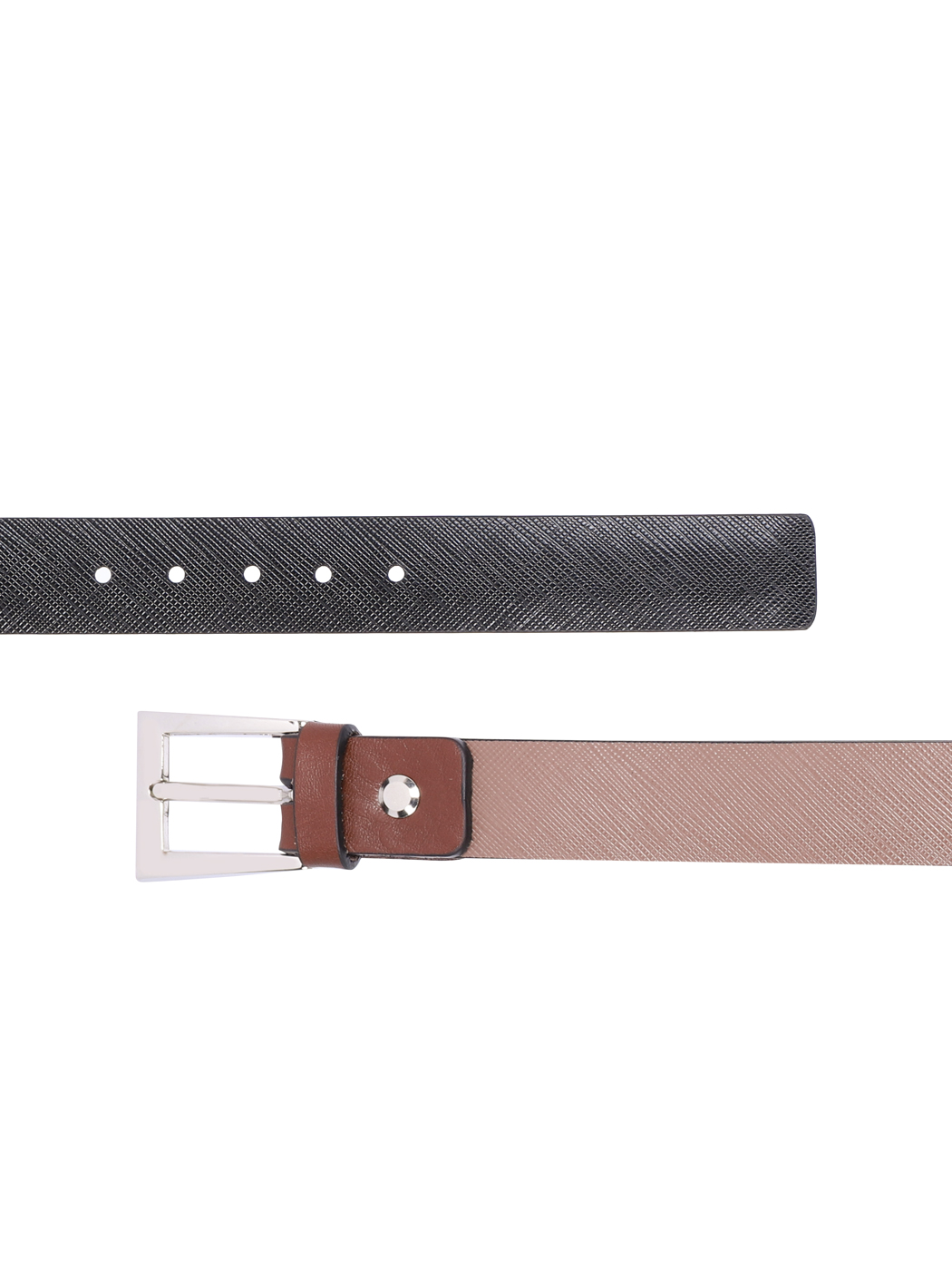 Reversible Saffiano Leather Cut-to-Size Belt 25mm Mocha/Black