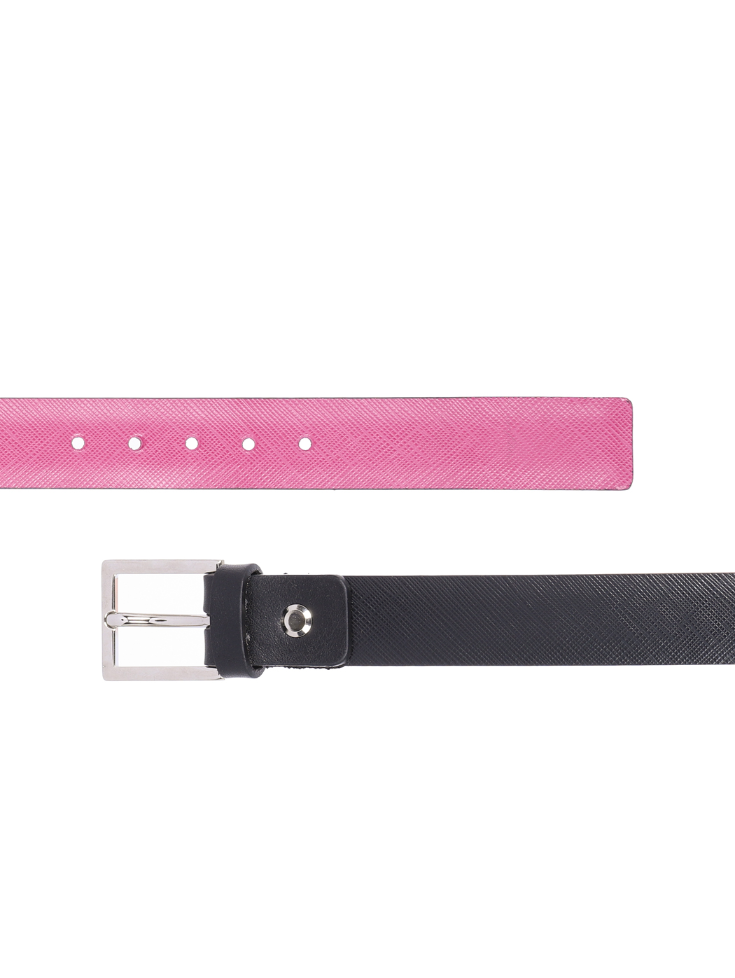 Reversible Saffiano Leather Cut-to-Size Belt 25mm Nero/Fuchsia