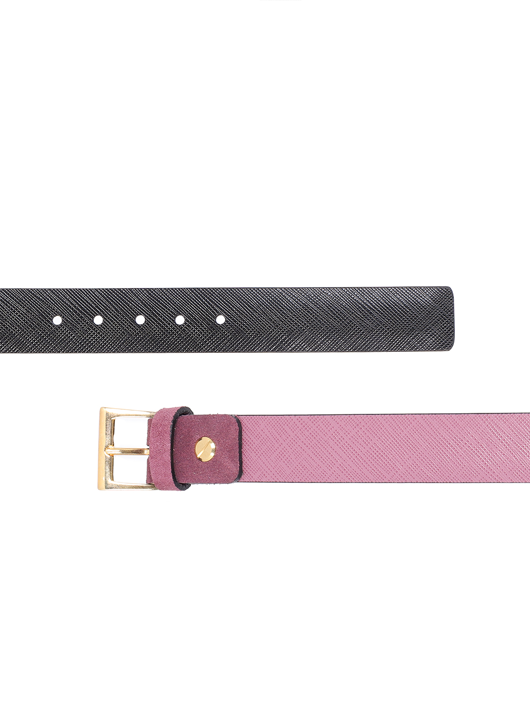 Reversible Saffiano Leather Cut-to-Size Belt 25mm Dusty Pink/Black