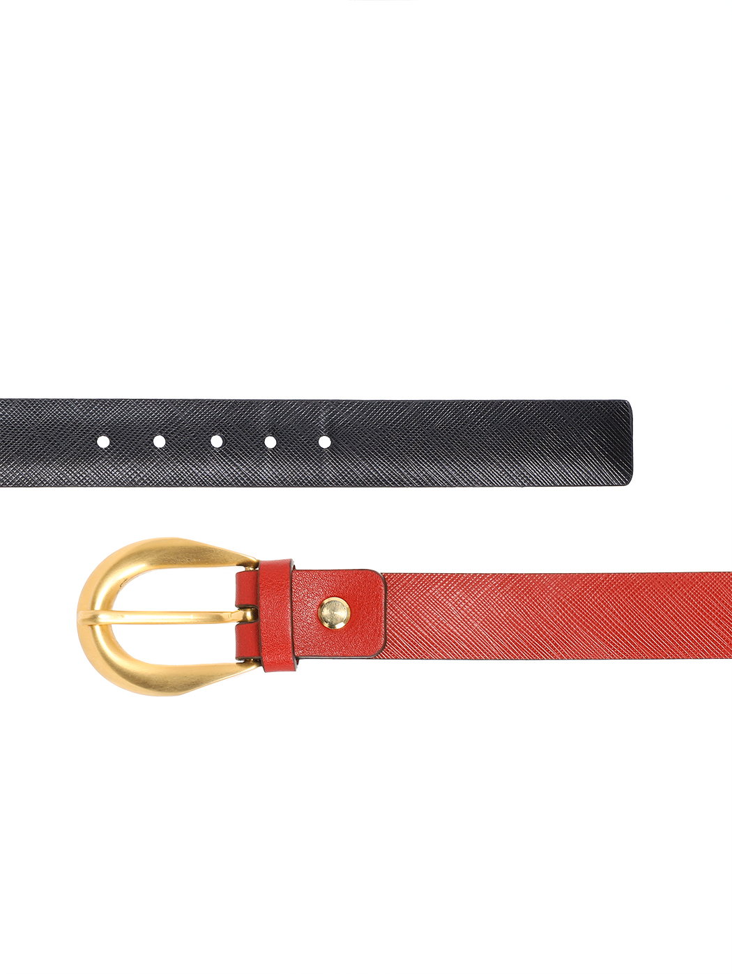 Reversible Saffiano Leather Cut-to-Size Belt 25mm Red/Black