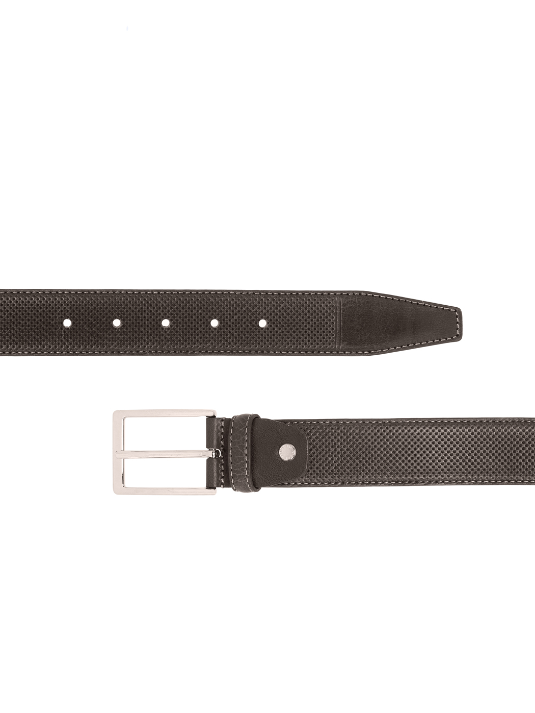 Perforated Dotted Leather Belt 35mm Dark brown