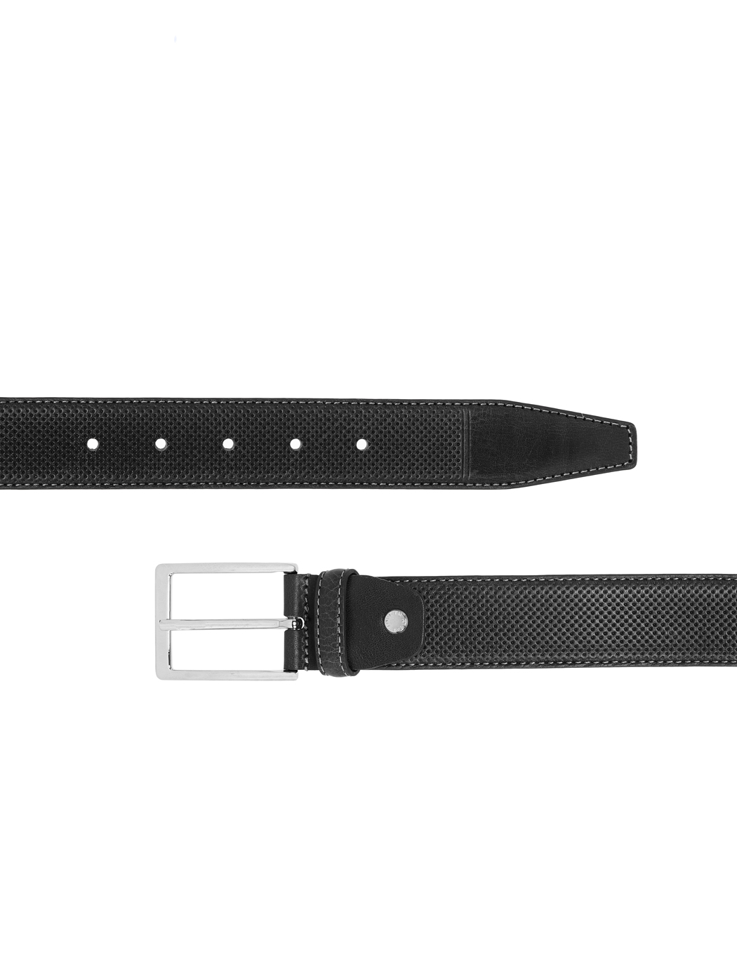 Perforated Dotted Leather Belt 35mm Black