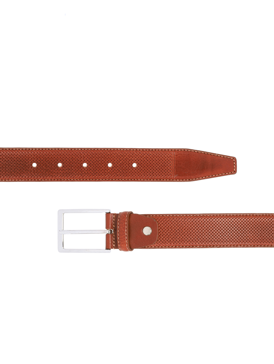 Perforated Dotted Leather Belt 35 mm Brown
