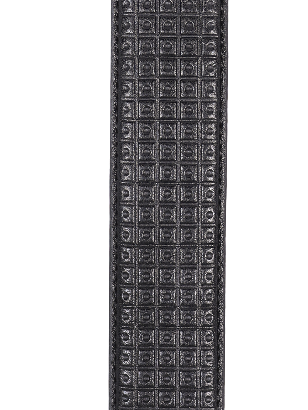 Stamped Motif Fine Leather Belt Black