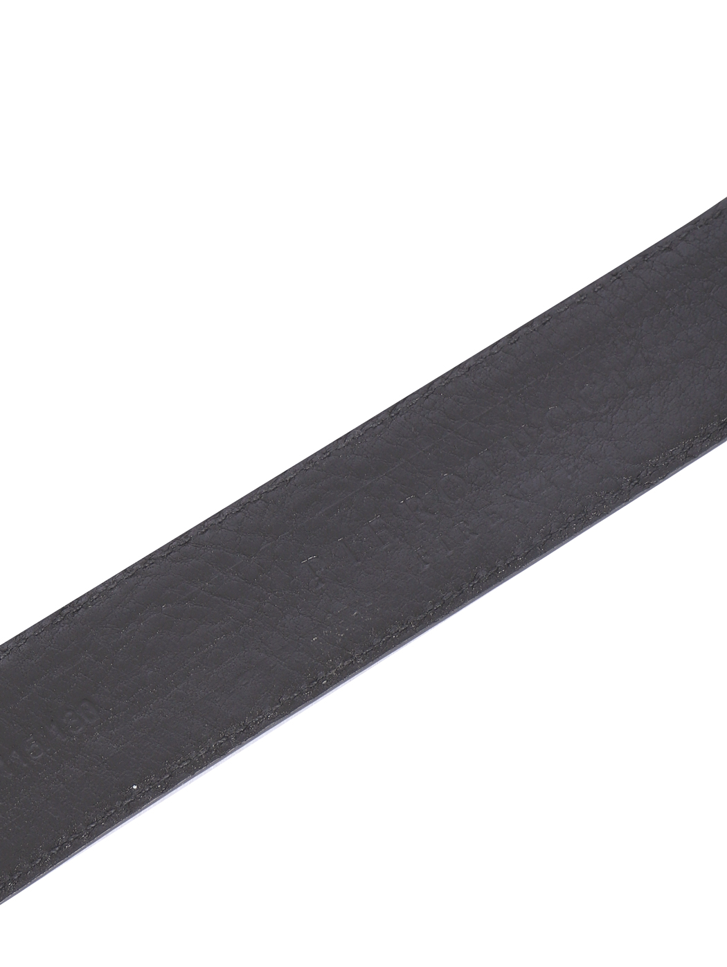 Stamped Motif Fine Leather Belt Black