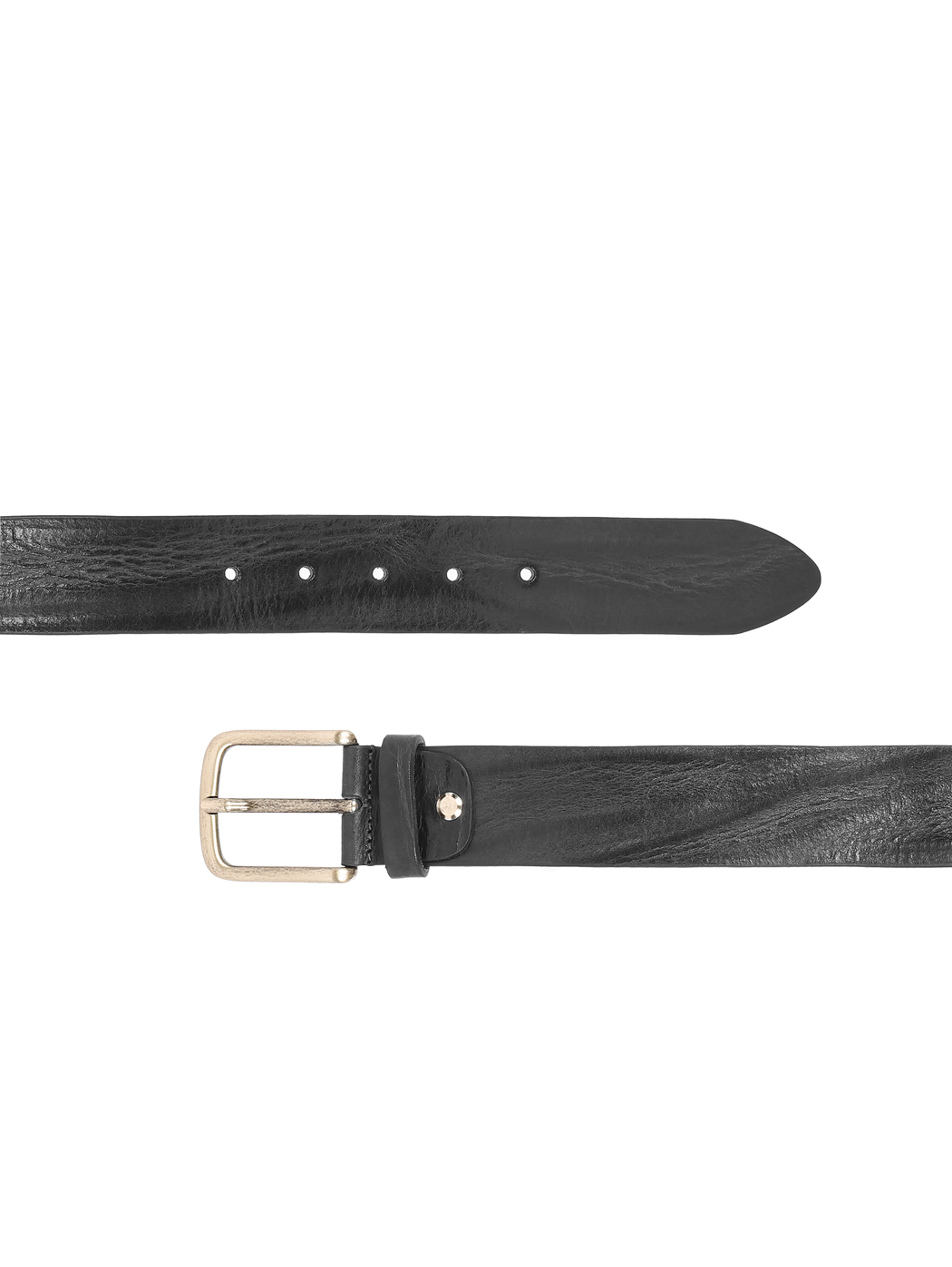 Washed Leather Smooth Belt 40mm Black