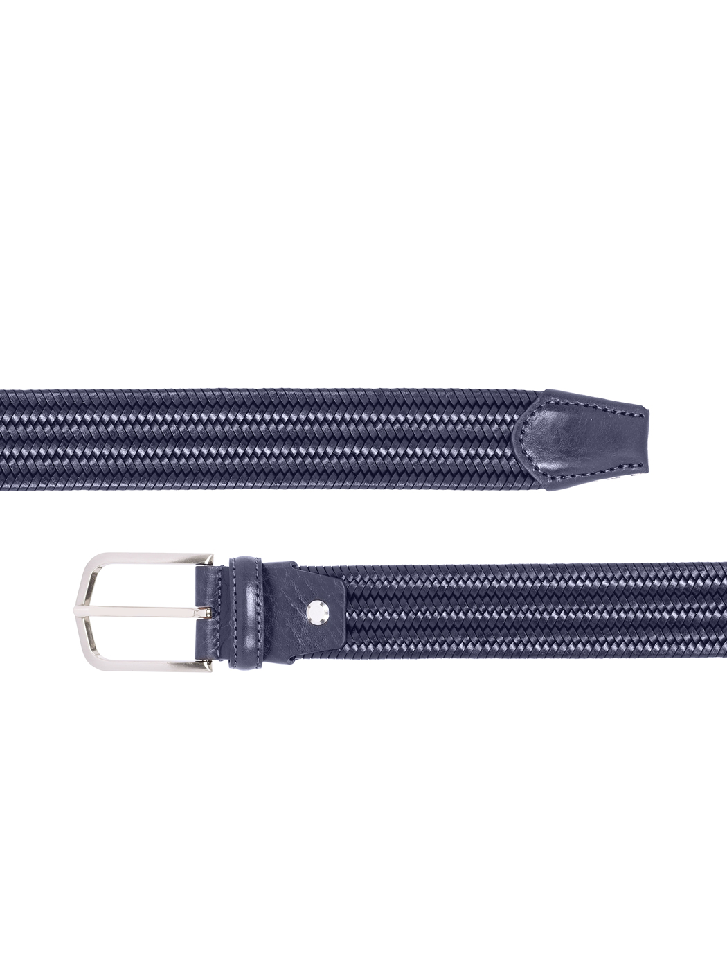Double-side Weaved Leather Stretch Belt Blue