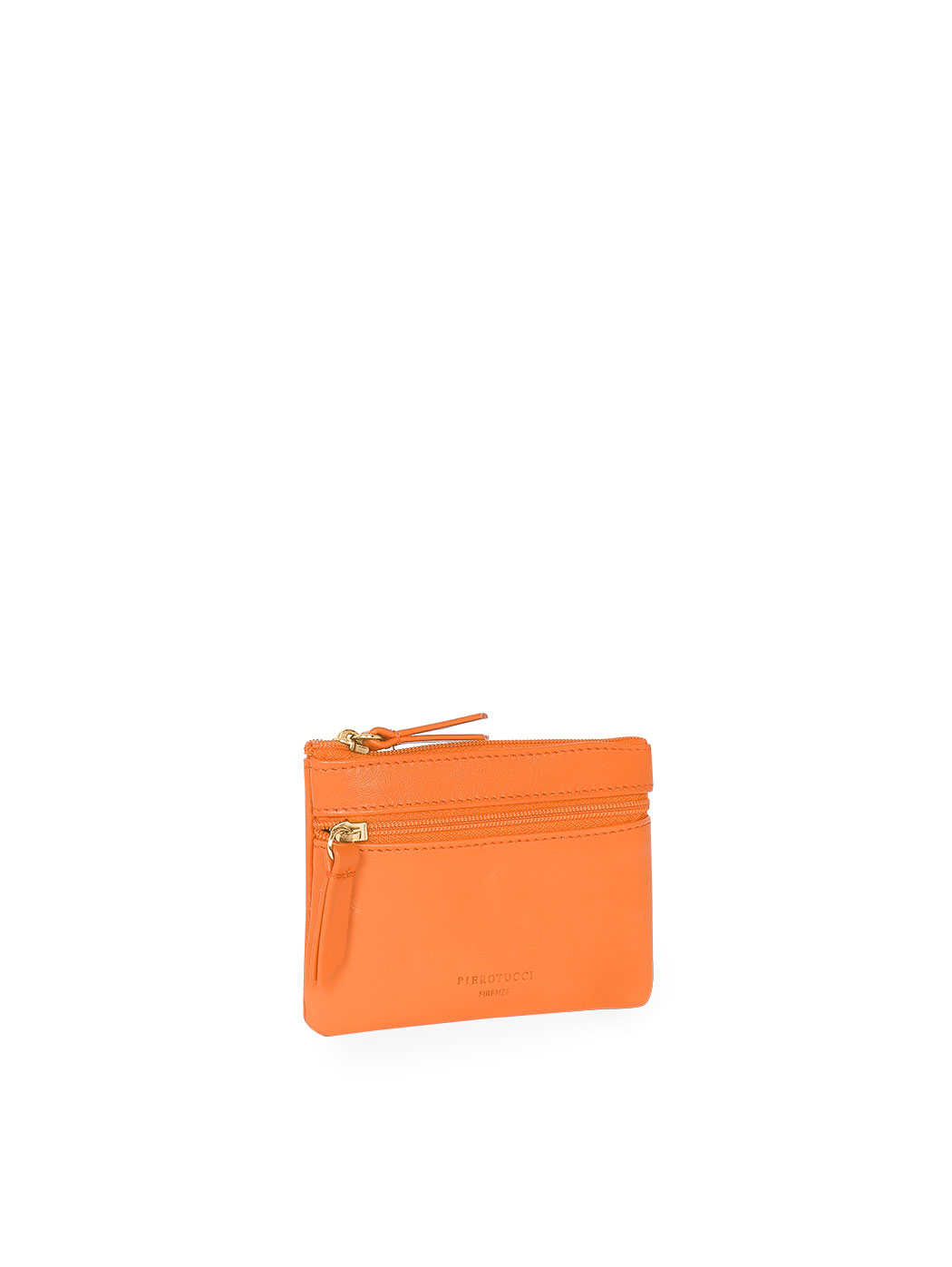 Portacarte con doppia zip arancio