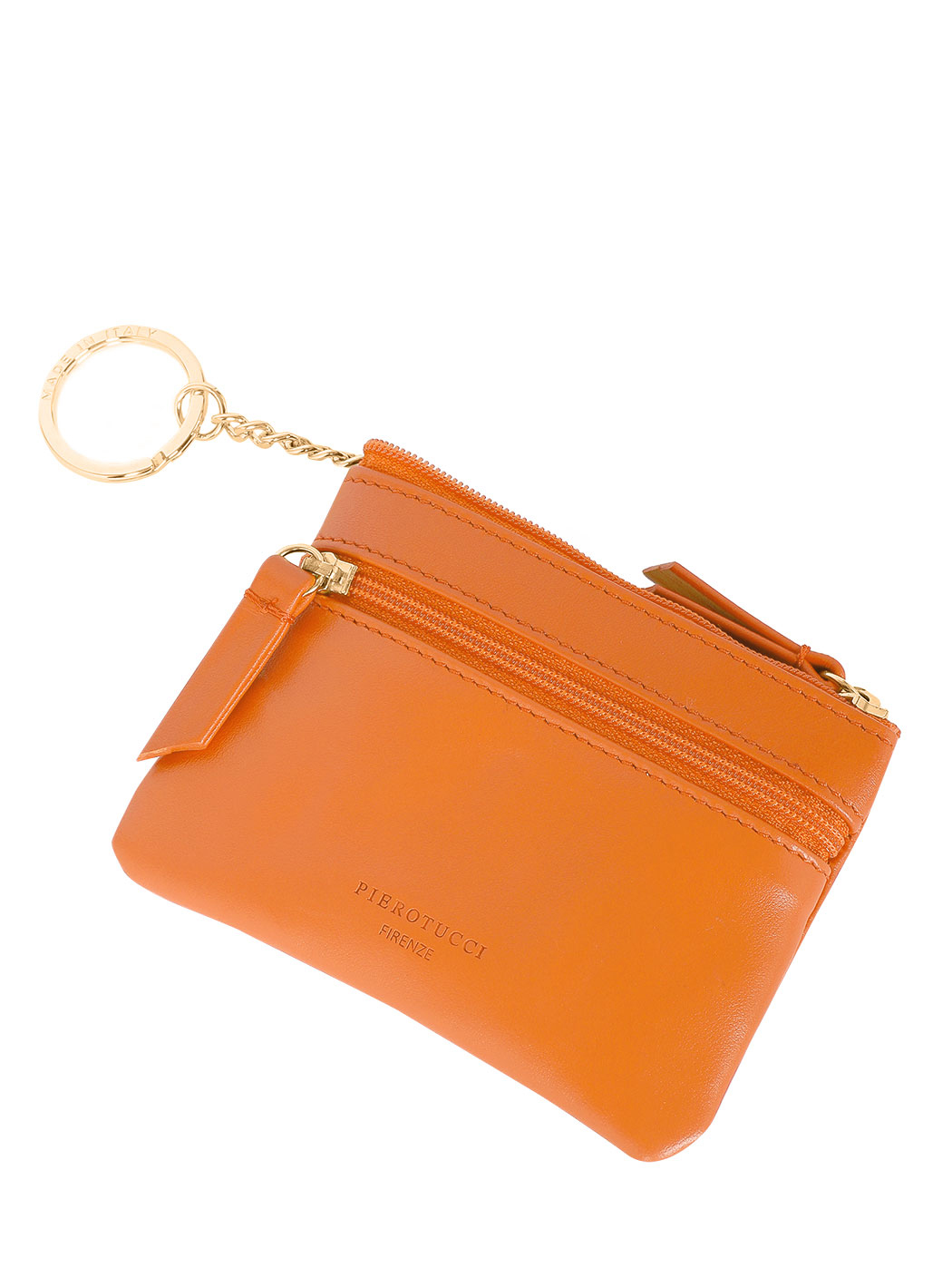 Portacarte con doppia zip arancio