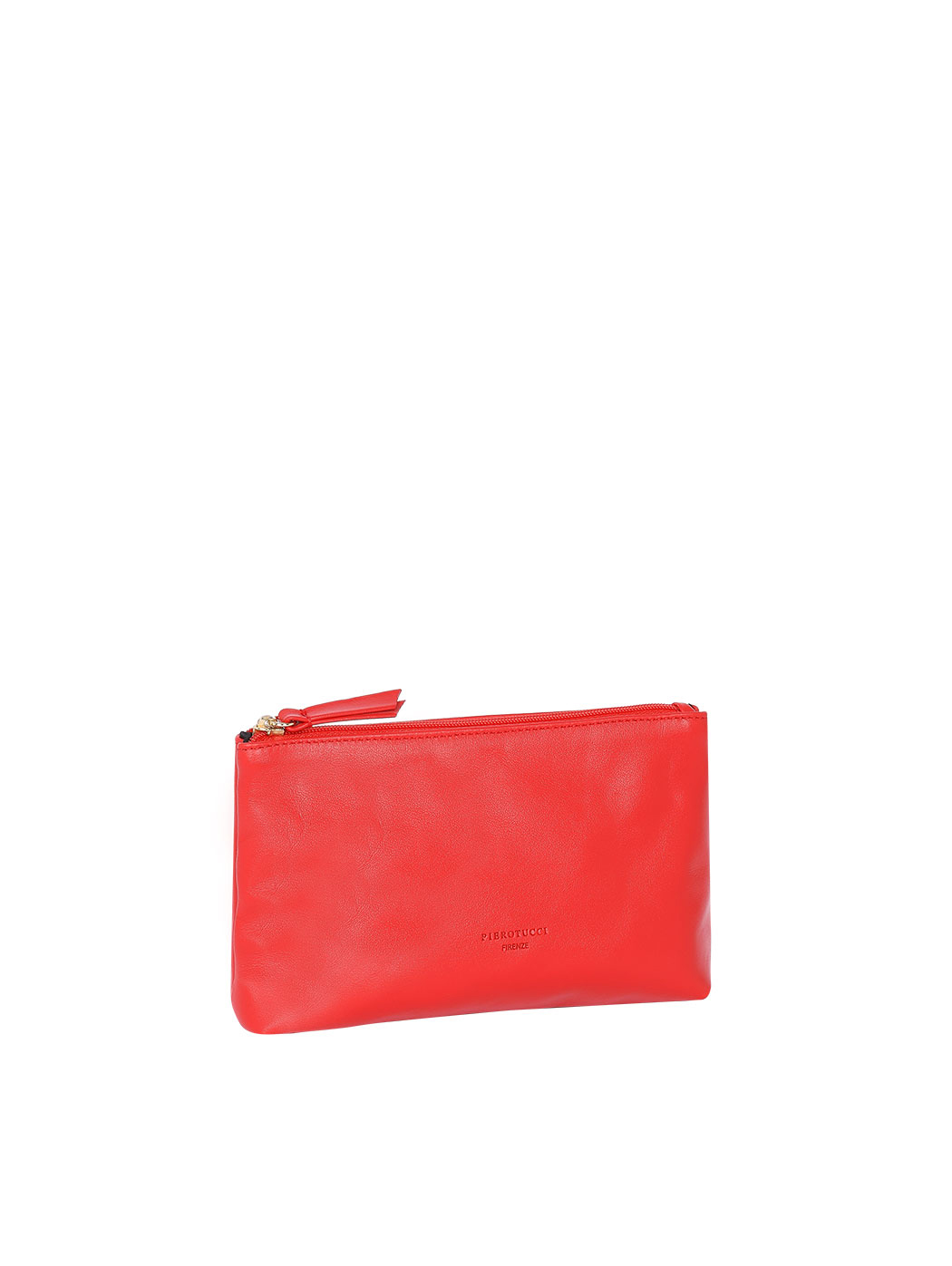 Red Clutch Purse with Brushed Metal Effect & Short Strap