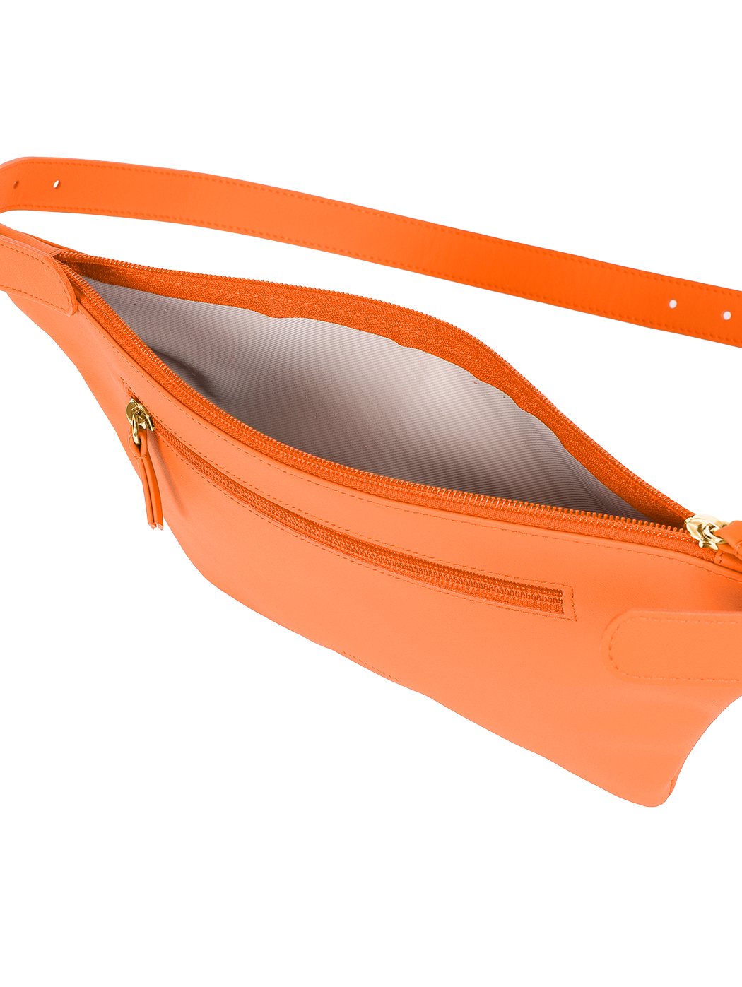 Slender Leather Sling Belt Bag Orange