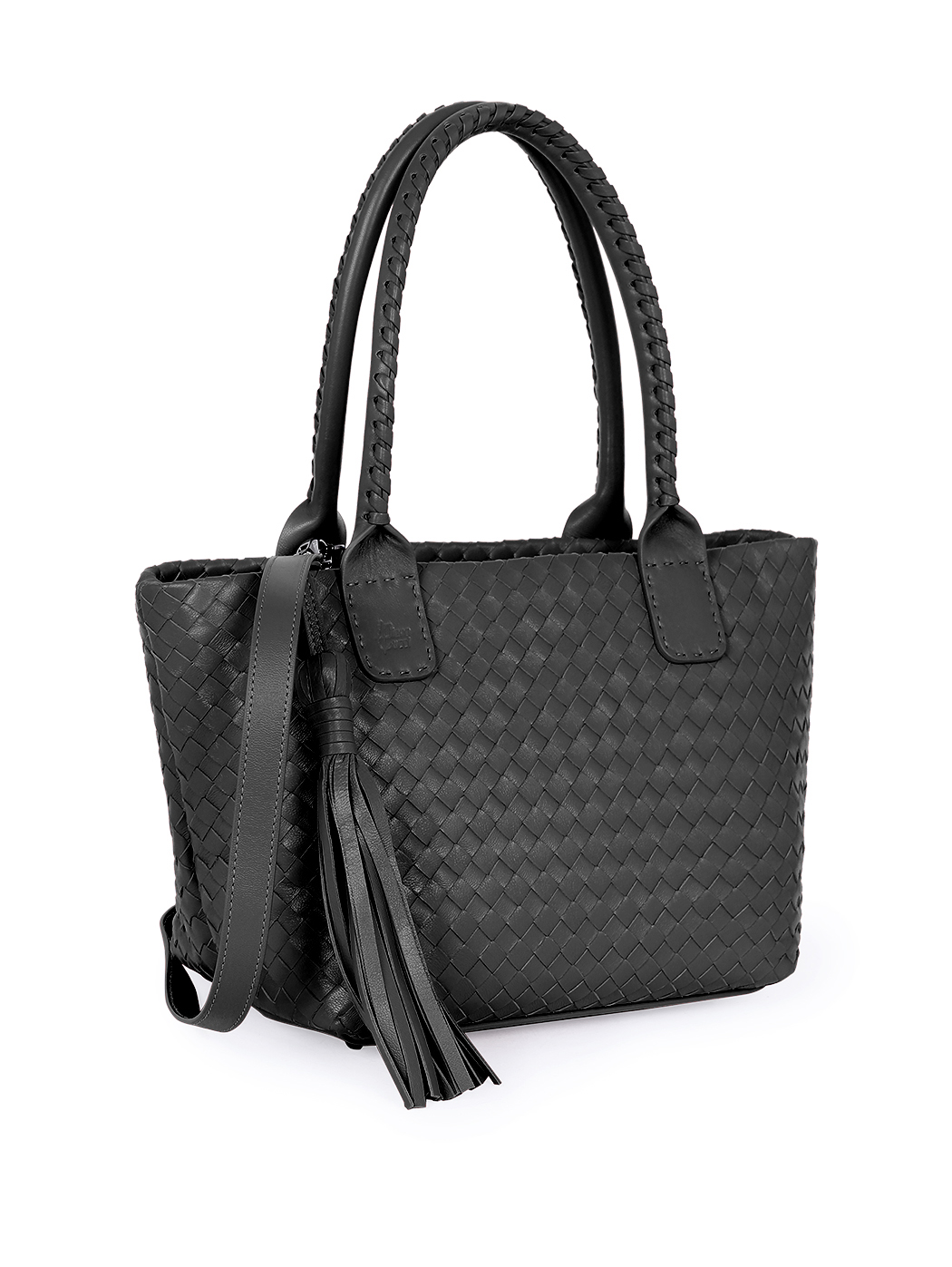 Borsa a spalla intrecciata nera