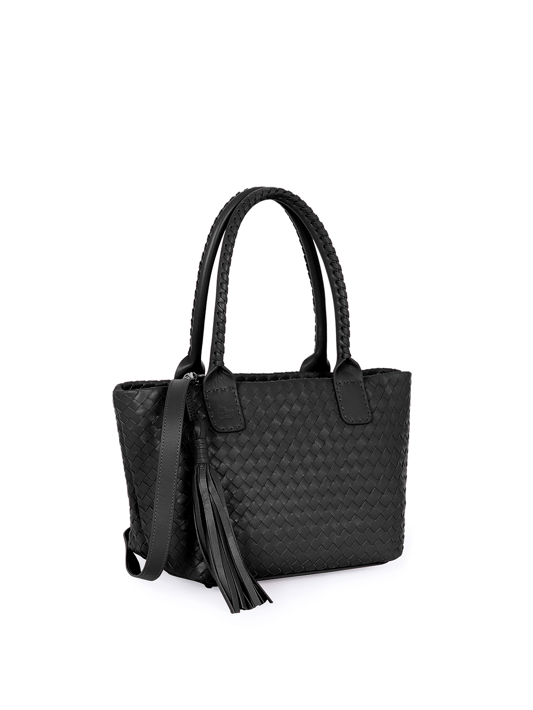 Borsa media a spalla intrecciata nera