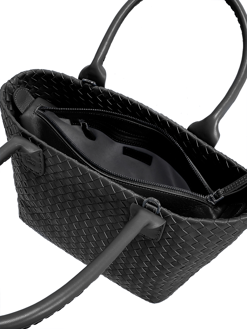 Borsa media a spalla intrecciata nera