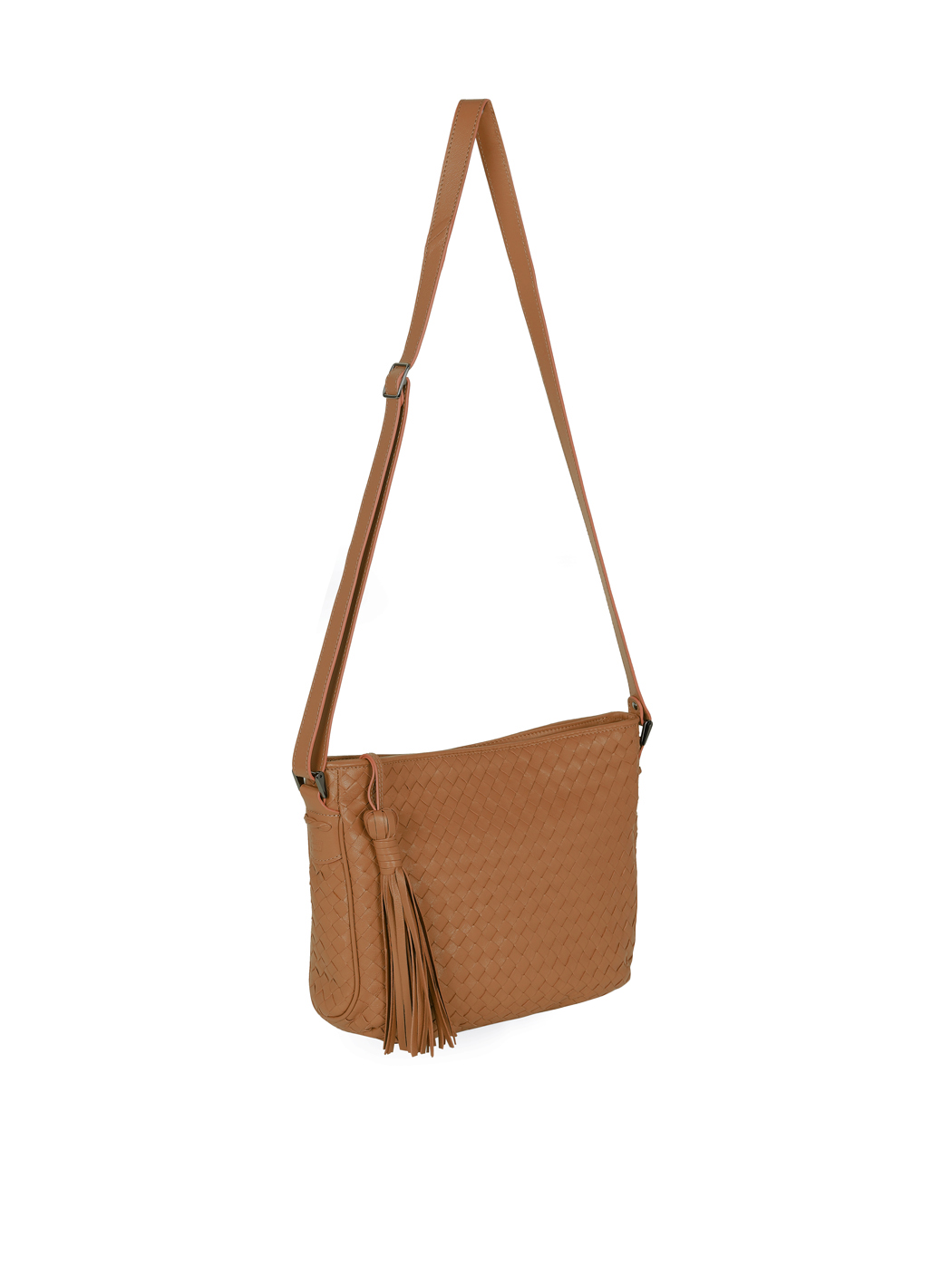 Borsa intrecciata a tracolla cuoio