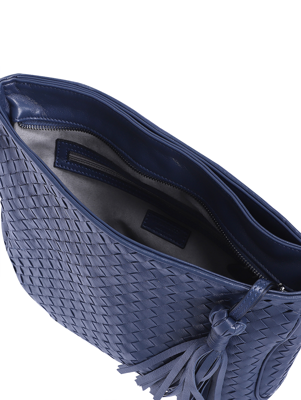 Borsa intrecciata a tracolla blu