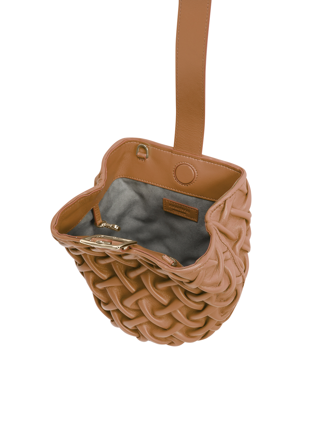 Плиссированная мини сумочка bucket коллекции Poseidon бежевого цвета